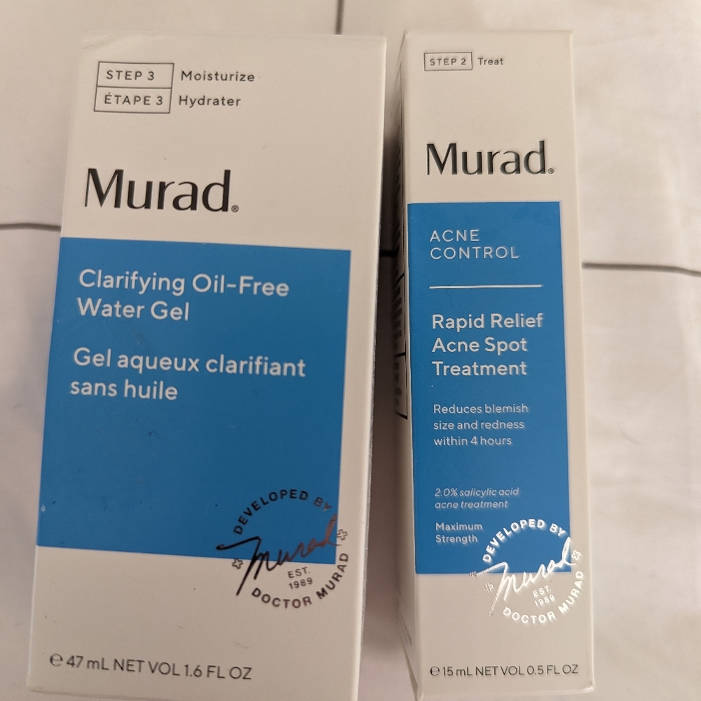 Murad skincare set of 2 - acne control rapid relief spot treatment and water gel
